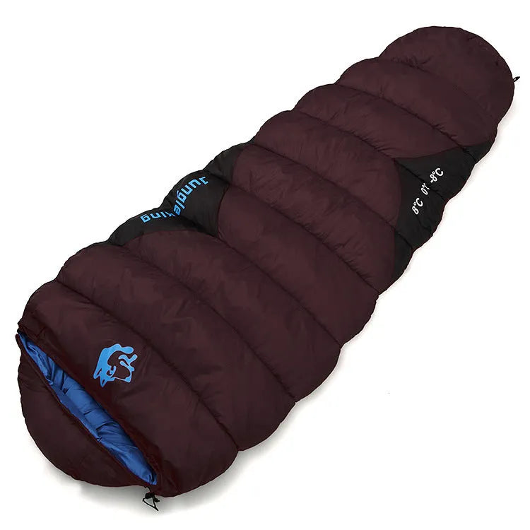 Army Green cotton camping sleeping bag with compression sack, size 230x80x50cm.