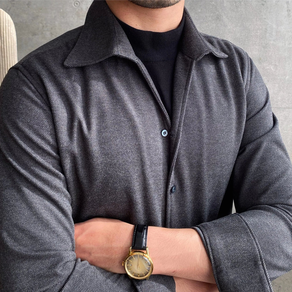 Men's casual viscose blend shirt with asymmetric design in blue, sizes M to 4XL