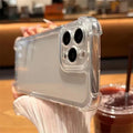 Acrylic phone case with four-corner airbag drop protection for Apple iPhone, transparent fine hole design