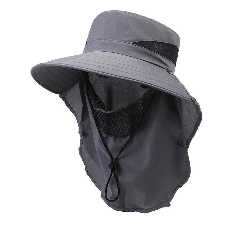 Men's adjustable polyester fisherman hat with wide brim for sun protection