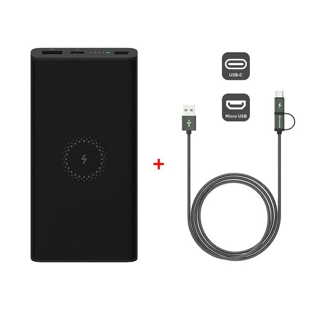 White and black large capacity 10000mAh power bank with USB Type-C port