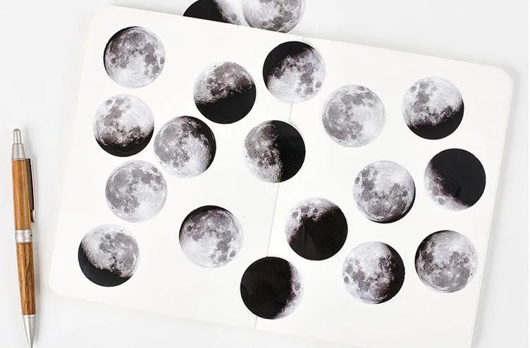 45 piece moon sticker set with paper stickers 40mm diameter for diary decoration