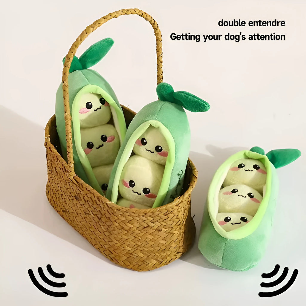 Interactive squeaky dog toy for puppies and small breeds, available in Banana Monkey, Carrot Rabbit, Durian, and Pea shapes