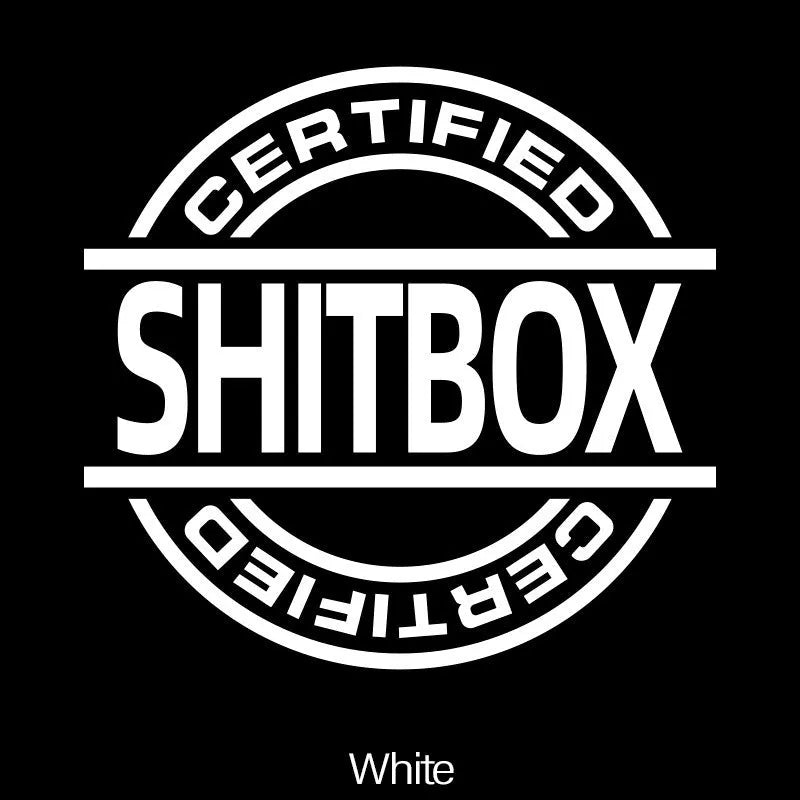 13x12cm rectangular vinyl car sticker shown in various colours on a vehicle door.