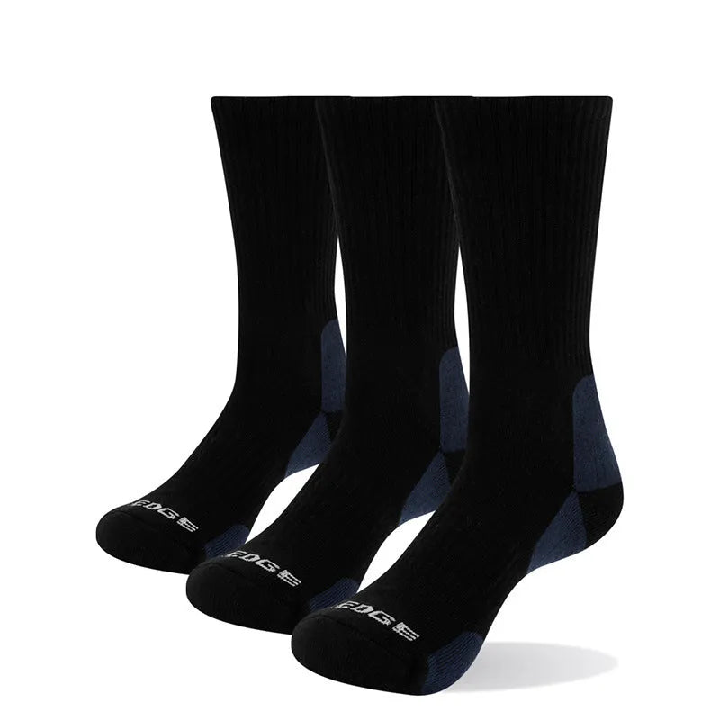 Men's medium tube combed cotton sports socks in black colour