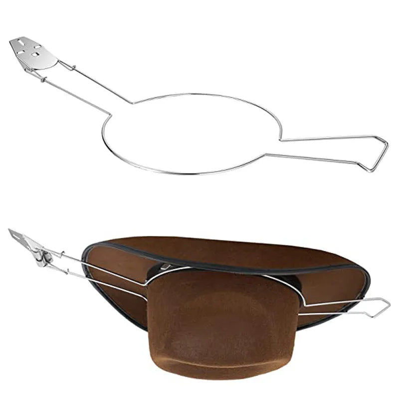 Brown chrome-plated metal car hat stand with single hook for vehicle interior organisation