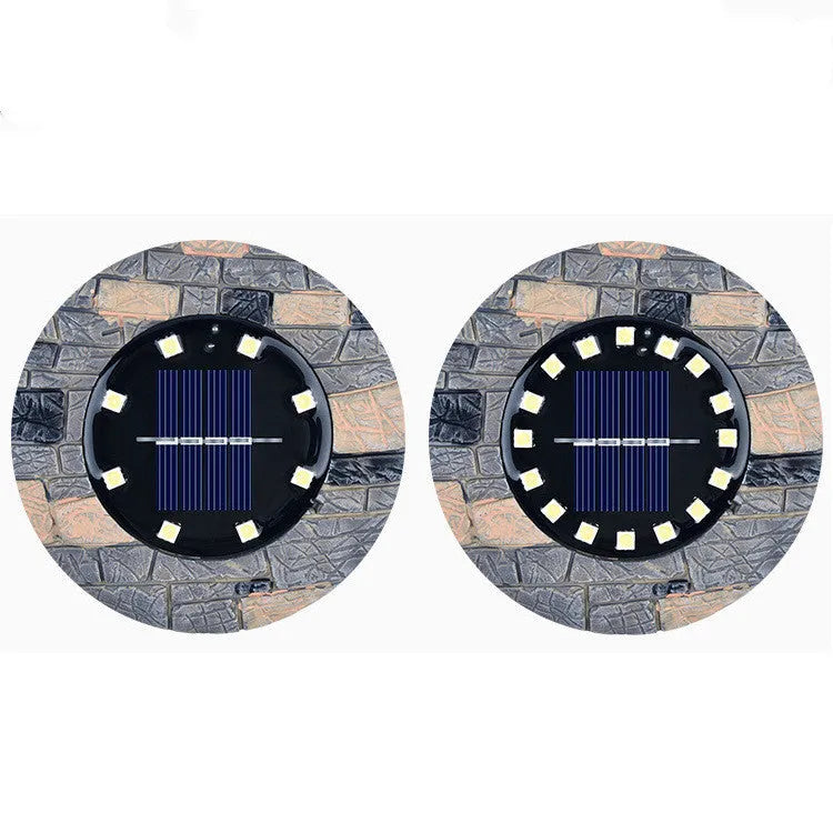 Solar underground light imitation stone case with 16 warm white LEDs for garden lawn use