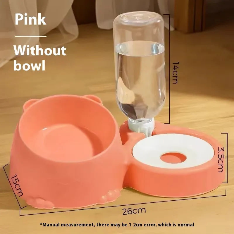 Automatic pet drinking fountain with stainless steel and ceramic double bowls in haze blue colour
