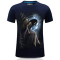 Men's short sleeved 3D print t-shirt in loose fit, available in black and navy blue sizes S to 6XL
