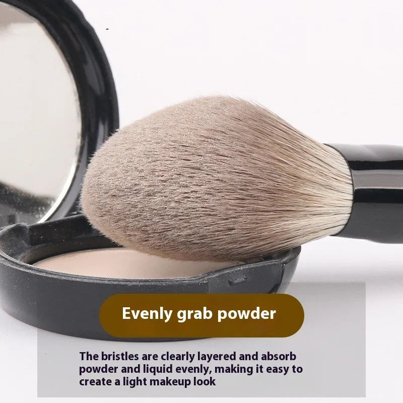 12-piece makeup brush set with wooden handles in PU storage bag including powder foundation brush