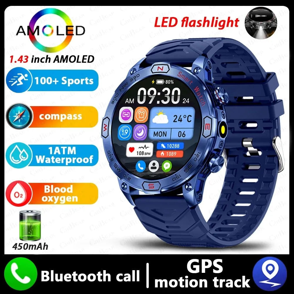 Smart watch with HD AMOLED screen showing heart rate data, black silicone strap, silver bezel