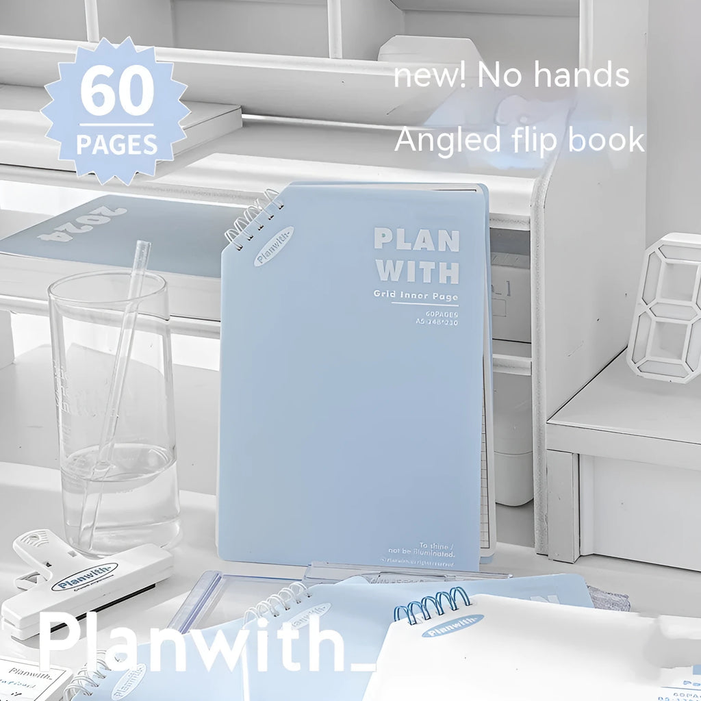 Oblique angle artsy ins style salt series notebook in A5 or B5 size with white or plaid blue cover