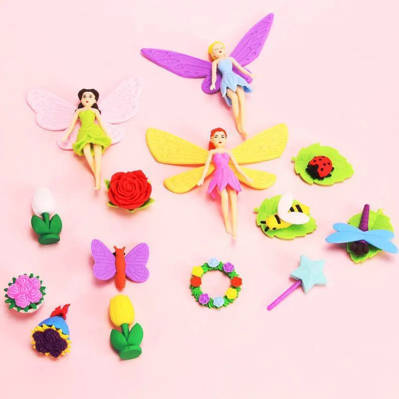Box of TPR Flower Fairy eraser suit 12 sets for modification