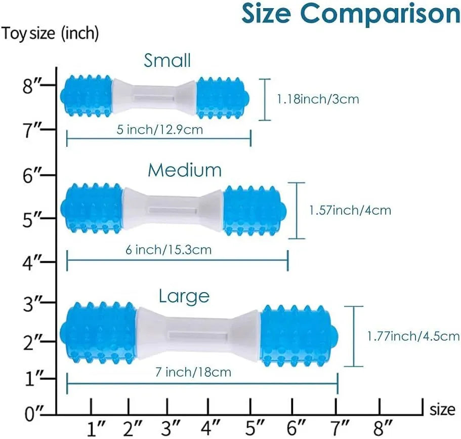 Dual-colour TPR and PU puppy teething chew toy for small to medium dogs.