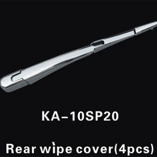 Set of four silvery ABS plastic rear window wiper cover trims for a Hyundai car