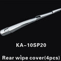 Set of four silvery ABS plastic rear window wiper cover trims for a Hyundai car