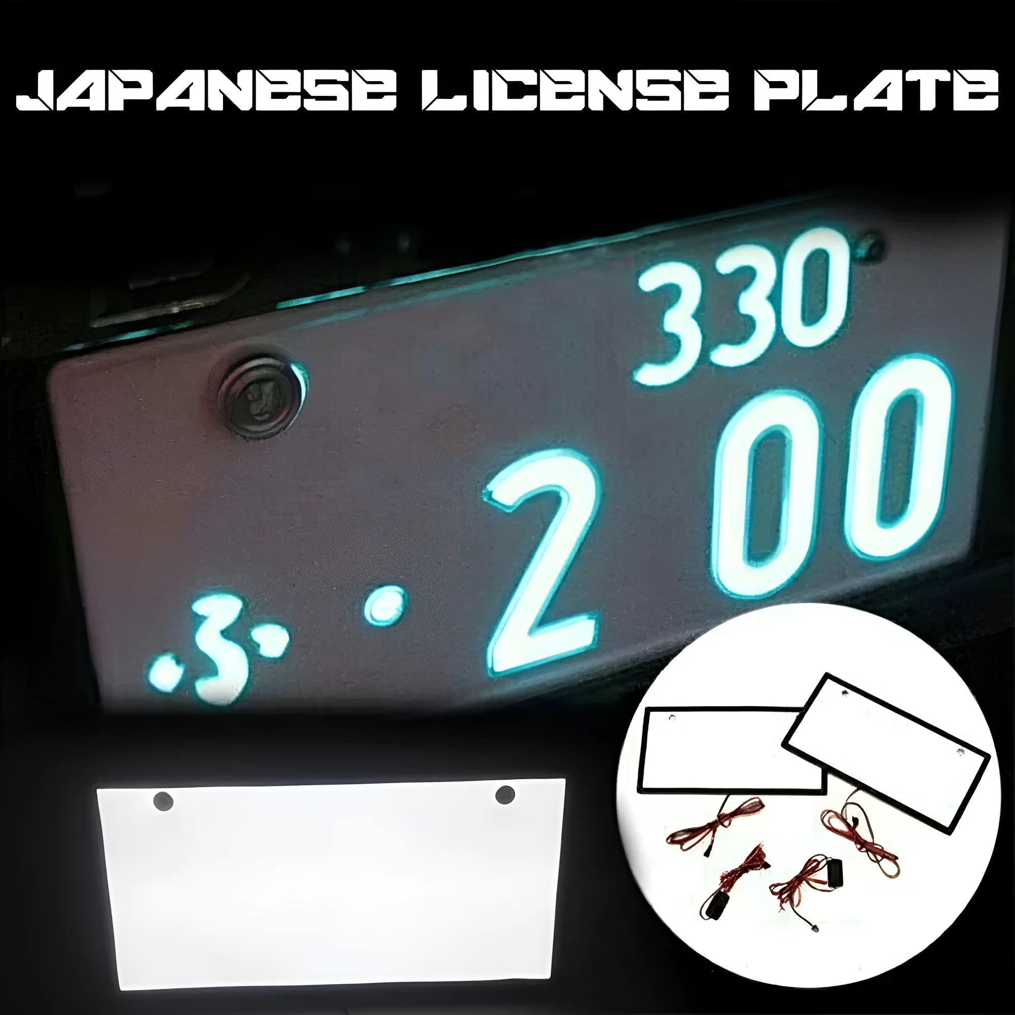 Two LED license plate lights for trucks with plastic housing and 15 LEDs per light bar