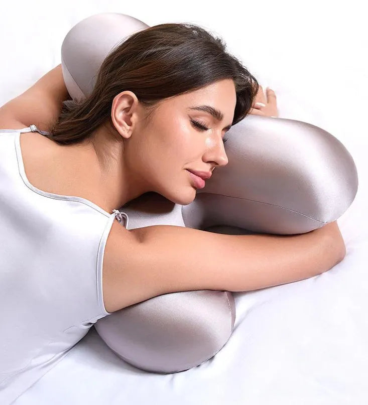 Purple memory foam side sleeping pillow measuring 58x40cm with ergonomic core