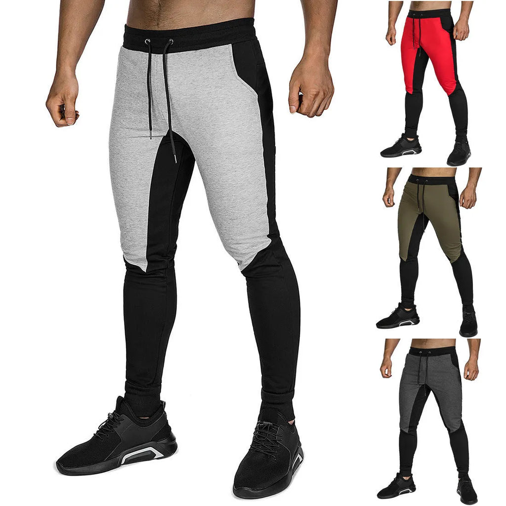 Men's straight-leg cotton sweatpants in grey, small-foot design, with tether waist closure