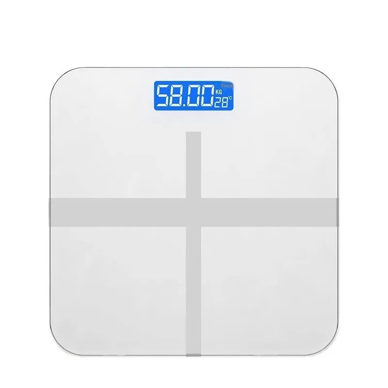 Household weighing scale in rose gold finish with digital display for body weight measurement