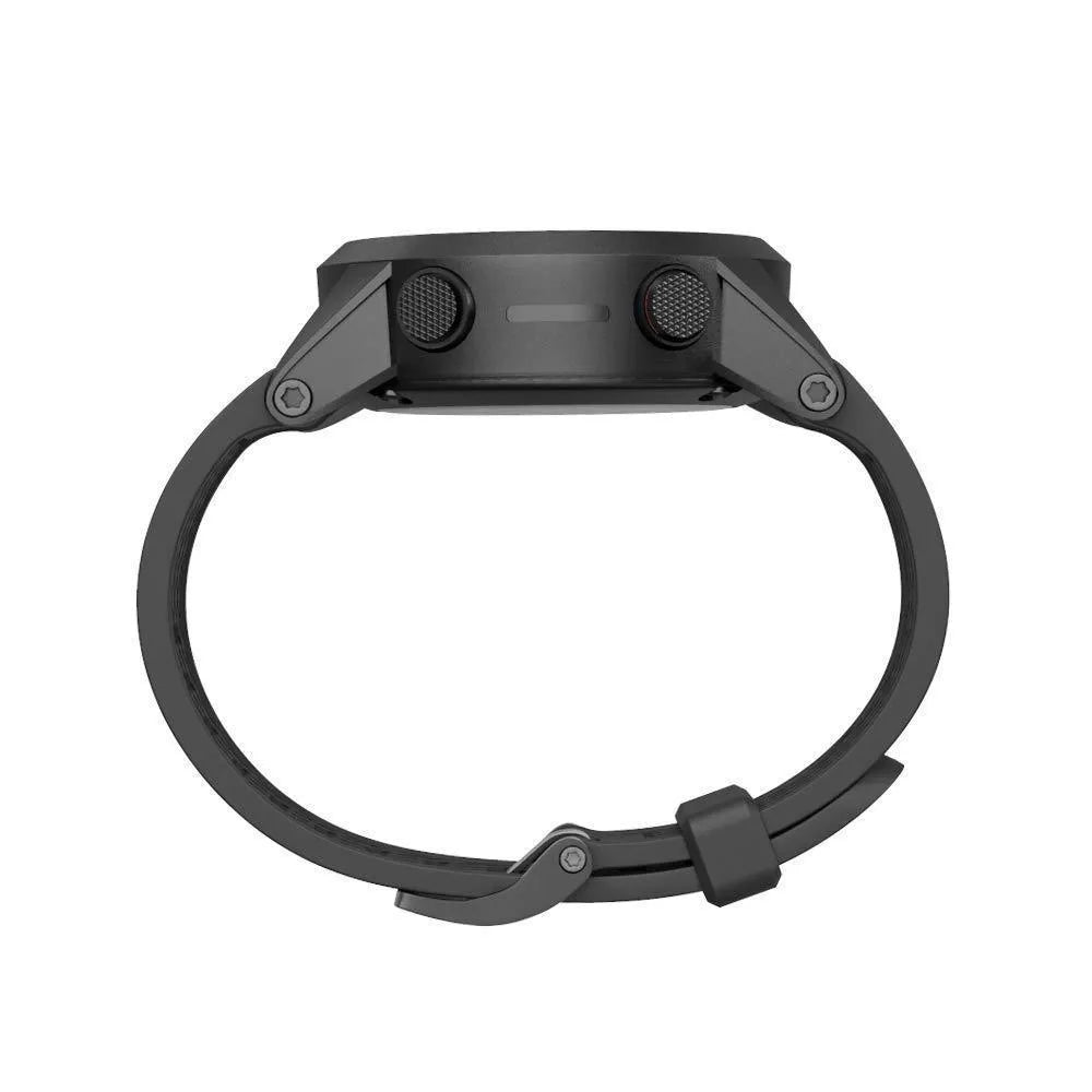 Black silicone watch strap with stainless steel clasp for Jiaming watches, 26mm width sports style