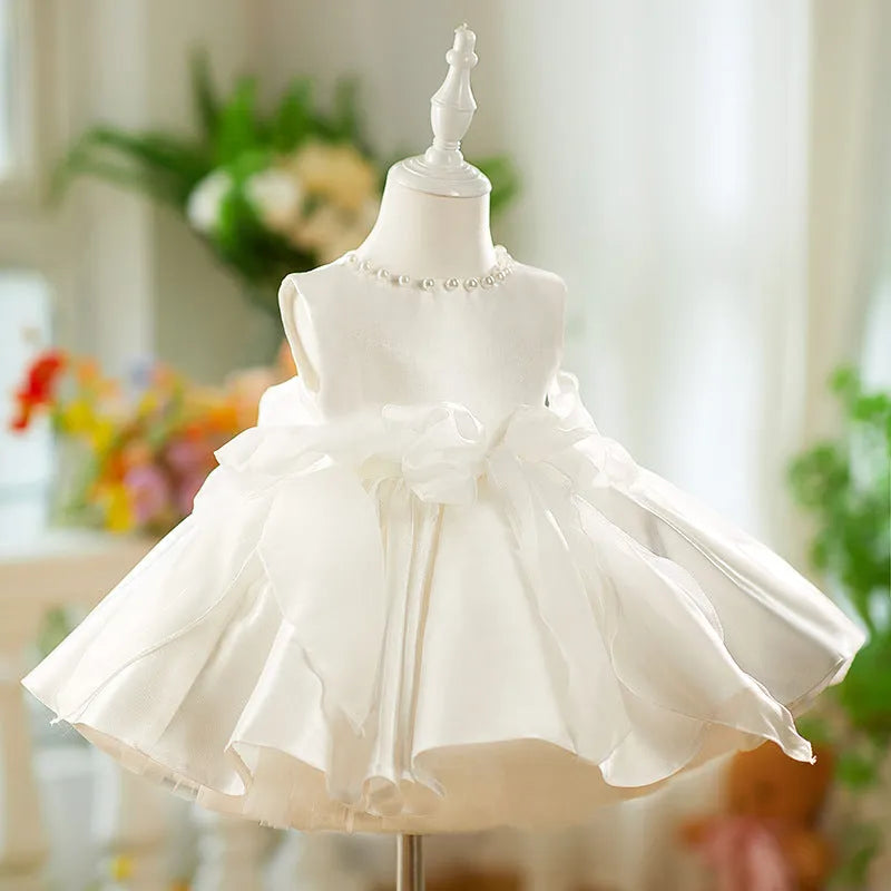 White sweet pettiskirt baby full-year birthday dress, chemical fibre blend, available in sizes 80cm to 160cm