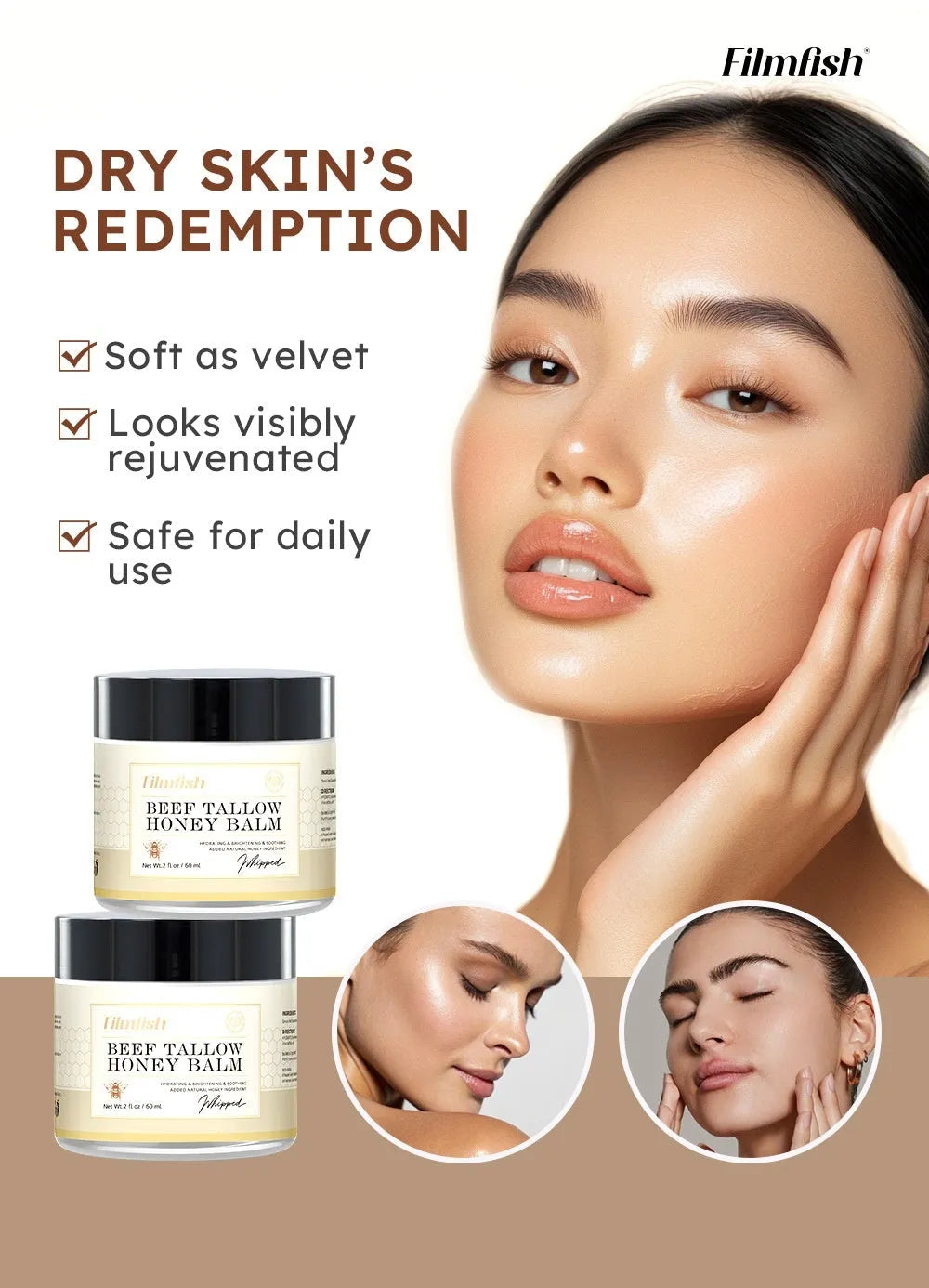 Honey moisturising body cream 60ml jar for skin nourishment