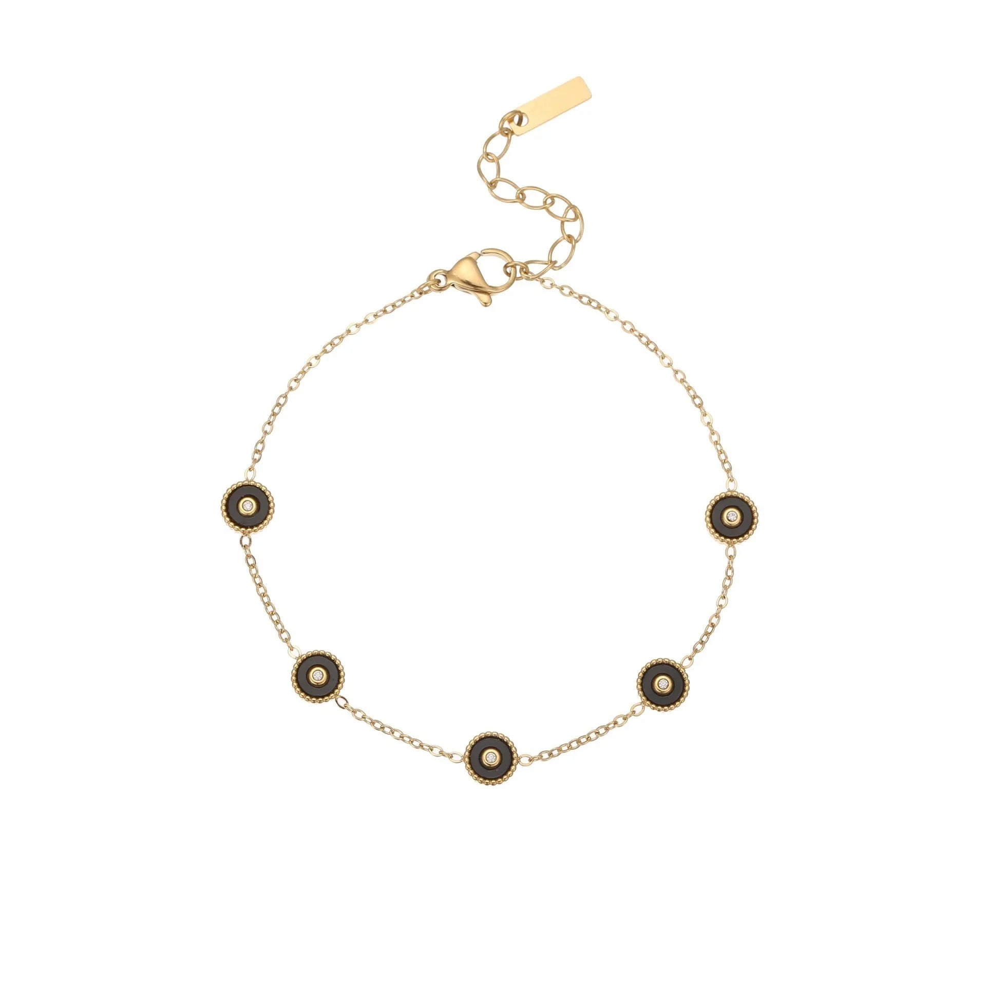 Women's stainless steel bracelet with 18K gold plating and geometric fritillary pattern design