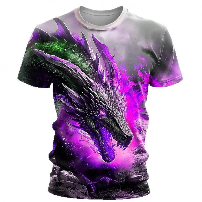 Men's black t-shirt with a detailed 3D wind dragon graphic on the front.