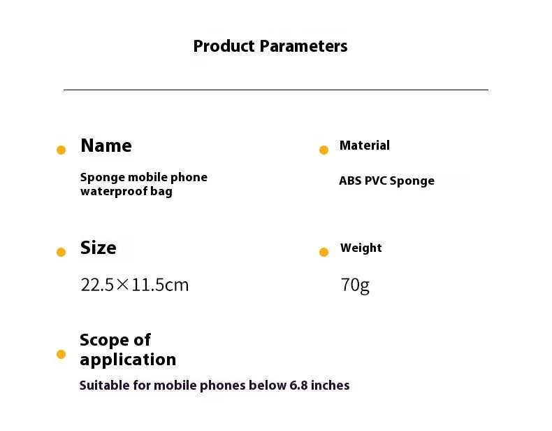 Floating PVC sponge waterproof phone bag for swimming, 6.8 inch capacity, solid colour, medium size