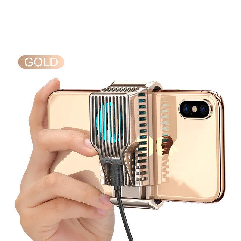 Black mobile phone clip-on radiator cooler with USB cable for 4-7 inch smartphones