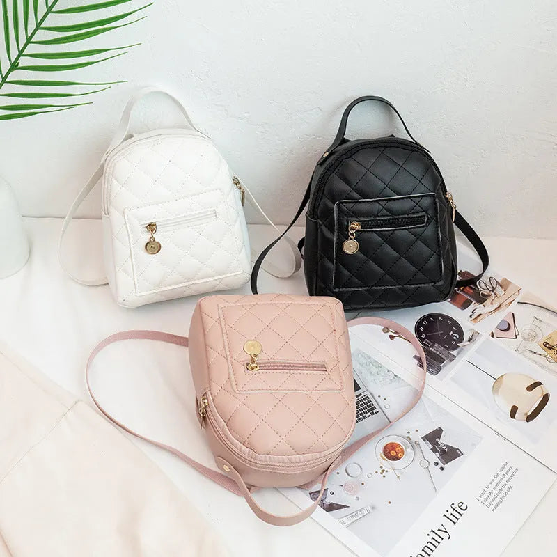 Korean style embroidered hard case backpack for girls in black, pink or white colours