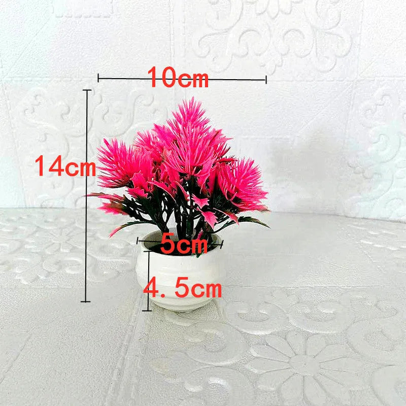 Simulated bonsai potting ornament in green plastic with bonsai shape on white background