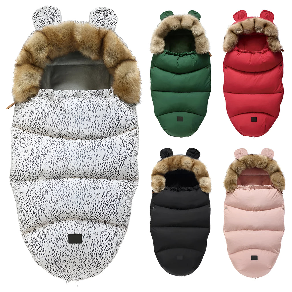 Baby warm sleeping bag in cocoon style for children 1-3 years, cotton blend with flannel lining, solid colour, detachable and washable