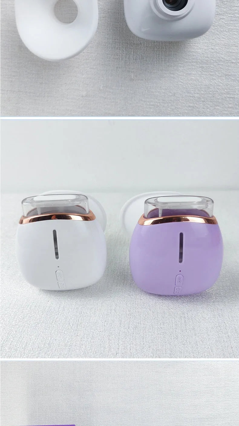 White and purple household eye humidifier with lithium battery and charging cable