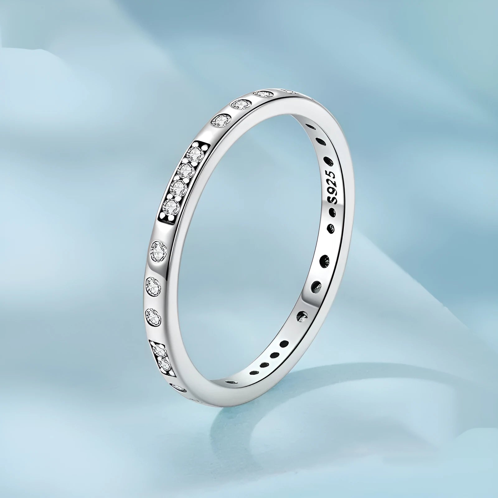 Silver 'I Love You' password ring with oxidised black finish, simple bracelet style for women