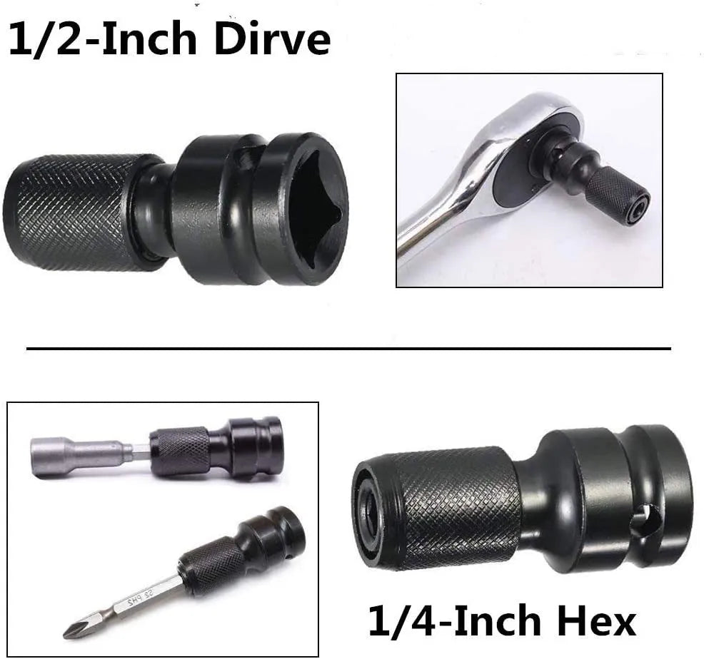 No. 45 steel 1/2 to 1/4 scaling bit holder with telescopic sleeve and O-ring bolt