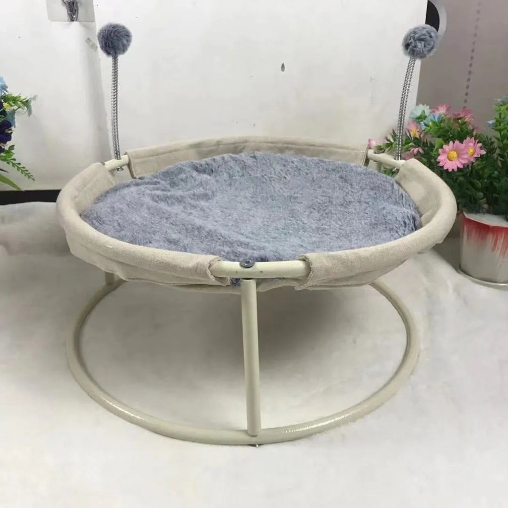 Cat nest universal ground moisture-proof pet bed with stainless steel frame in L size, grey colour