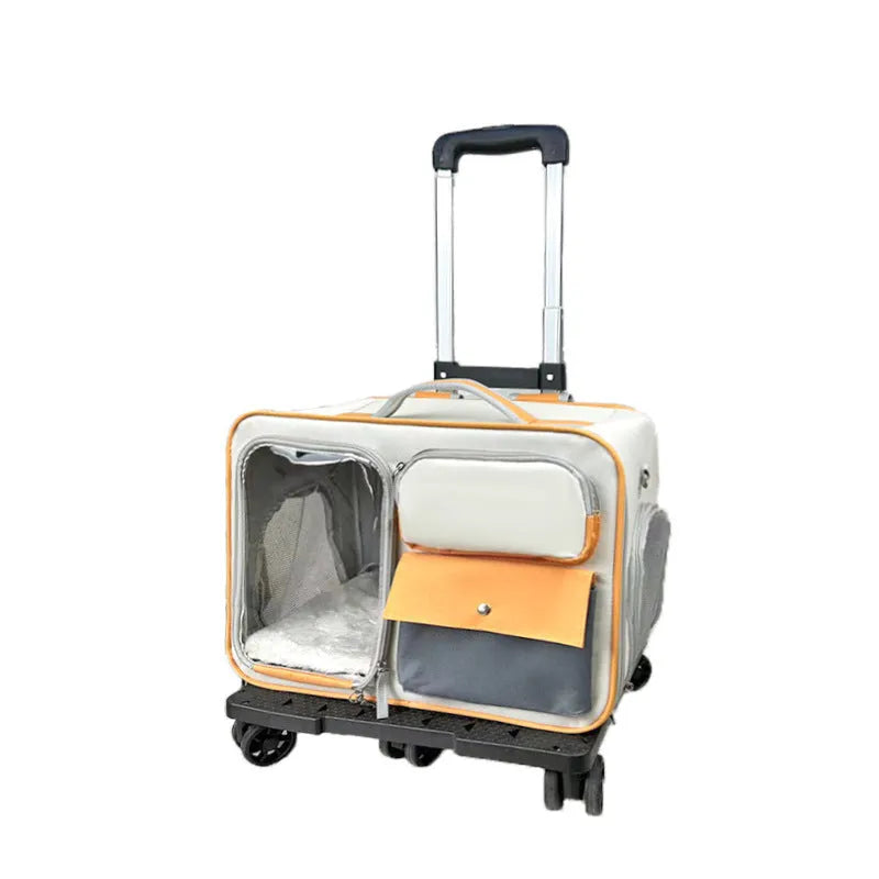 Oxford cat trolley bag with 32L capacity in beige, brown, grey, peacock blue, or yellow