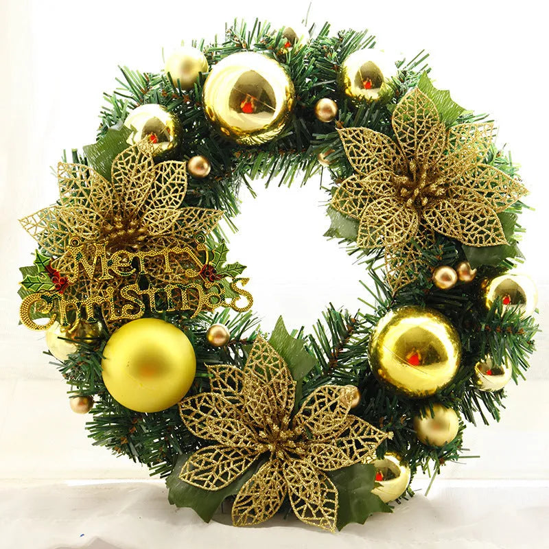 30cm diameter plastic Christmas wreath in multicolour decoration for a front door