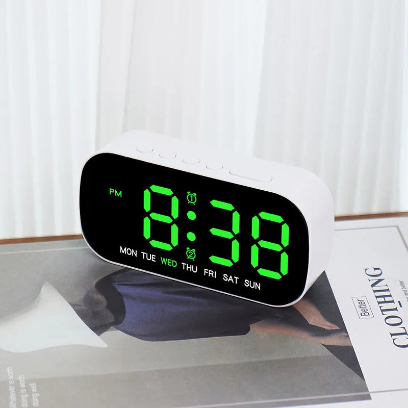 LED digital alarm clock with plastic shell, 10mm thick, in white colour option