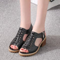 Women's side-zip sandals with mid-heel in black, creamy white, and white colour options