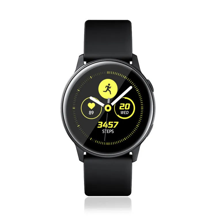 Transparent tempered glass screen protector for Samsung Galaxy Watch Active display.