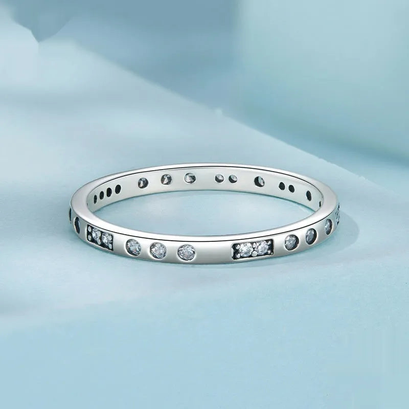 Silver 'I Love You' password ring with oxidised black finish, simple bracelet style for women