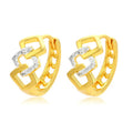 Gold geometric hollow-out drop earrings with colour separation ear clip