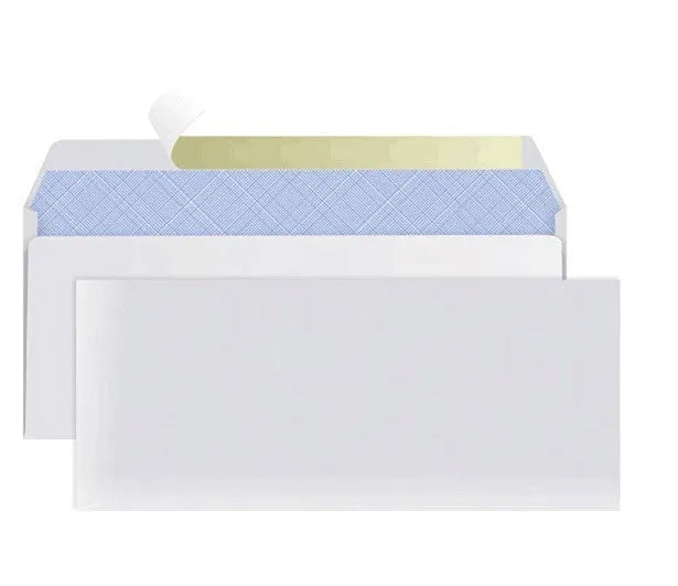 Blue tamper-evident security envelope with self-adhesive closure and anti-opening design
