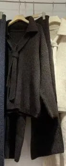 Women's imitation cashmere sweater suit two-piece set with knit top and trousers
