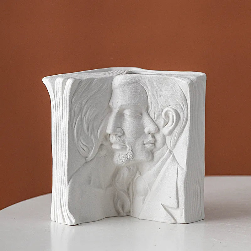 Glazed ceramic book stand in modern simplicity style, shown in one of four colour designs.