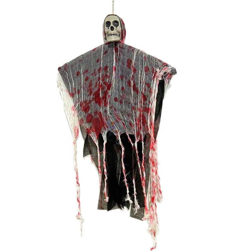 Blood-dyed luminous skull hanging ghost Halloween decoration for outdoor displays