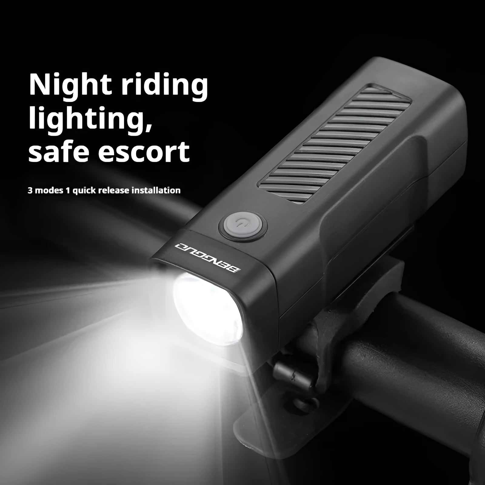 Bicycle headlight with quick-release strap bracket and USB charging port